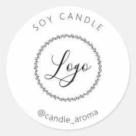 Adesivo Redondo Embalagem de Vela com Logotipo Minimalista Simples