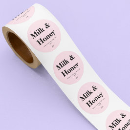 Adesivo Redondo Embalagem de Vela Rosa Cor-de-Rosa Marca Artesanal