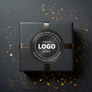 Adesivo Redondo Embalagem Empresarial Logotipo Preto Minimal Luxo