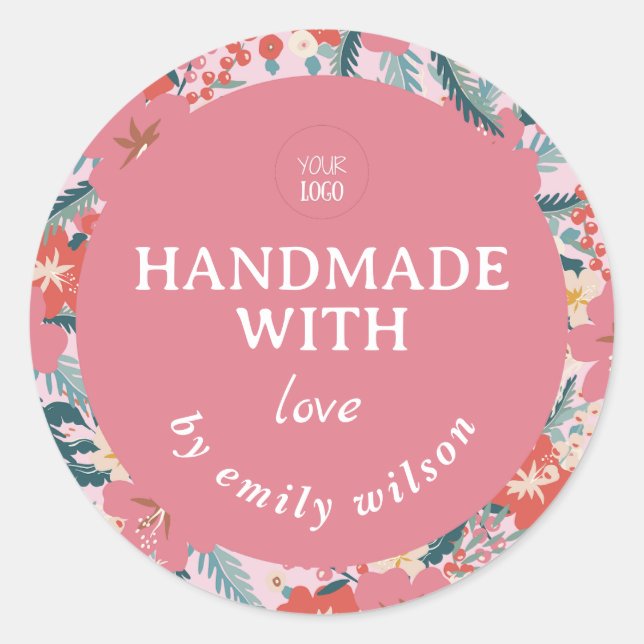 Adesivo Redondo Embalagem Fria de Aquarela Elegante (Frente)