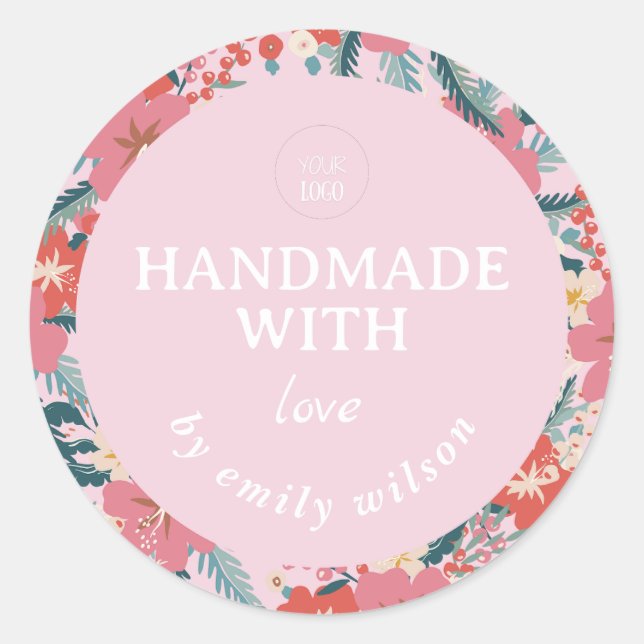 Adesivo Redondo Embalagem Fria de Aquarela Elegante (Frente)