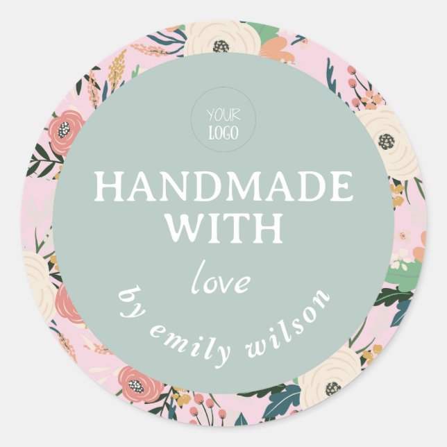 Adesivo Redondo Embalagem Fria de Aquarela Elegante (Frente)