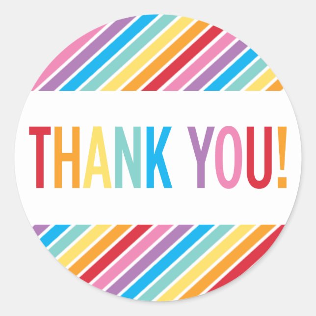 Adesivo Redondo EMBALAGEM OBRIGADA A COBRINÇAS letras do arco-íris (Frente)