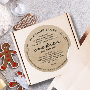 Adesivo Redondo Embalagem para a padaria rustic cookies Label Cott