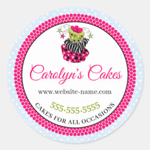 Adesivo Redondo Embalagem para Cake Bakery Box