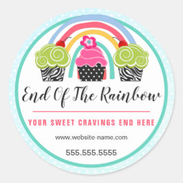 Adesivo Redondo Embalagem para panificação de arco-íris e Cupcakes