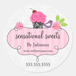 Adesivo Redondo Embalagem para panificação de Cupcake Whimsical