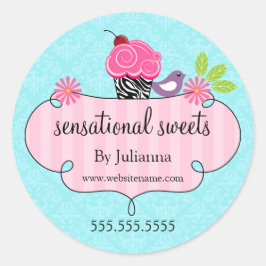 Adesivo Redondo Embalagem para panificação de Cupcake Whimsical