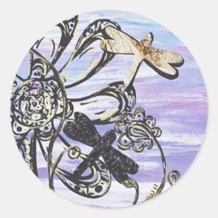 Adesivo Redondo Embalagens de Dragonfly Sky