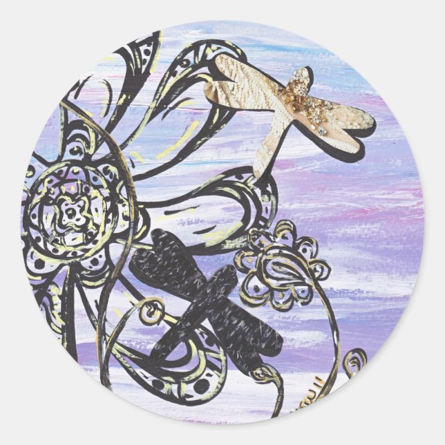 Adesivo Redondo Embalagens de Dragonfly Sky (Frente)
