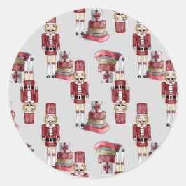 Adesivo Redondo Embalagens de Noz Vermelho Natal Aquarela