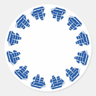 Adesivo Redondo Embarcações brancas-brancas-náuticas com estrutura