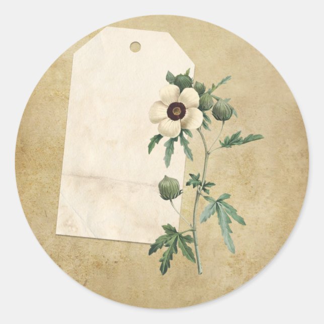 Adesivo Redondo Embelificação do livro de colagem floral vitoriano (Frente)