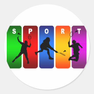 Adesivo Redondo Emblem de Badminton Multicolor