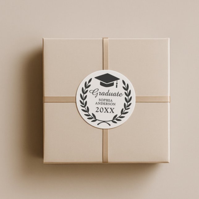 Adesivo Redondo Emblem de graduação de Boné de Formando Personaliz (Criador carregado)