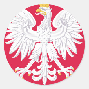 Adesivo Redondo Emblem polonês - Polônia Shield - Polska Herb Pols