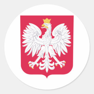 Adesivo Redondo Emblem Polonês - Polônia Shield - Polska Herb Pols