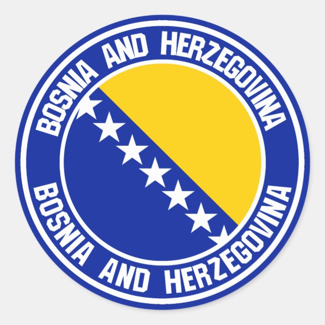 Adesivo Redondo Emblem redonda da Bósnia-Herzegovina (Frente)