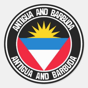 Adesivo Redondo Emblem redonda de Antígua e Barbuda