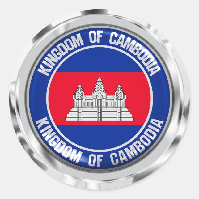 Adesivo Redondo Emblem redonda do Camboja (Frente)