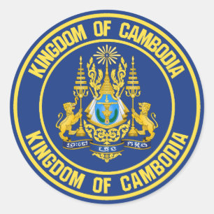 Adesivo Redondo Emblem redonda do Camboja