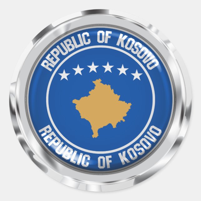 Adesivo Redondo Emblem Redonda do Kosovo (Frente)