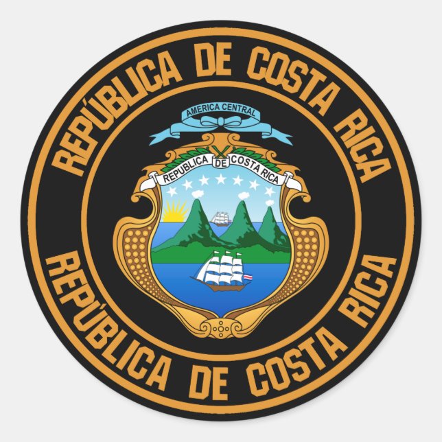 Adesivo Redondo Emblem redondo da Costa Rica (Frente)