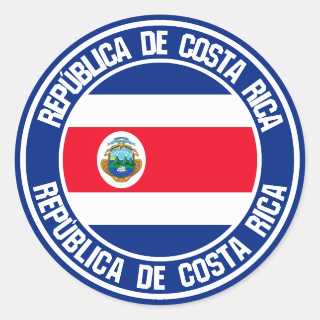 Adesivo Redondo Emblem redondo da Costa Rica (Frente)