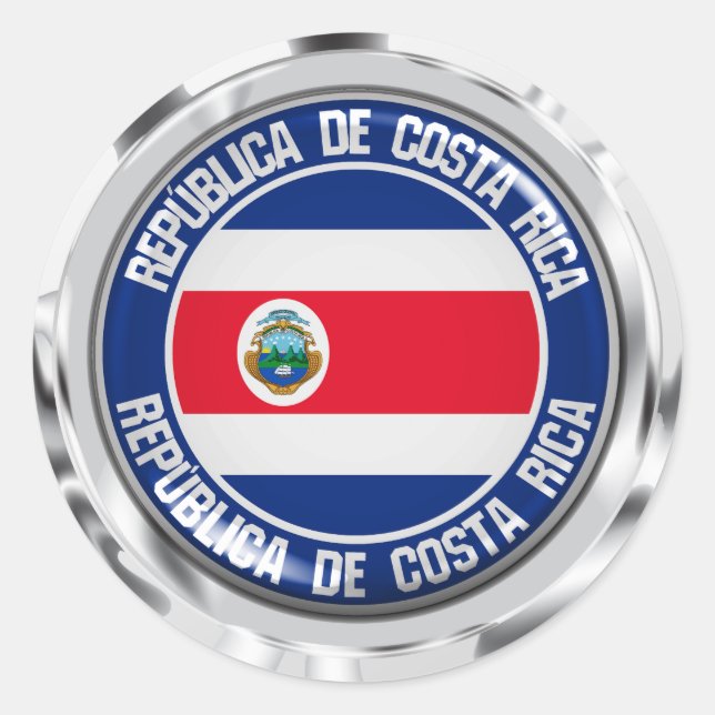 Adesivo Redondo Emblem redondo da Costa Rica (Frente)