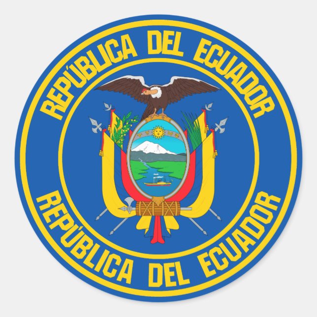 Adesivo Redondo Emblem redondo do Equador (Frente)