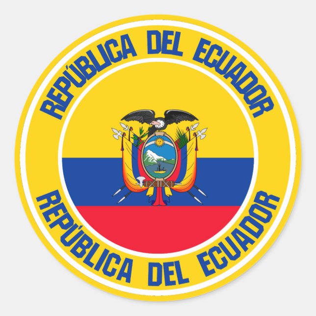 Adesivo Redondo Emblem redondo do Equador (Frente)