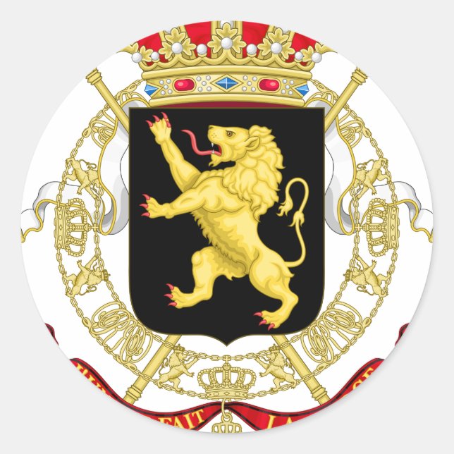 Adesivo Redondo Emblema belga - Casaco de armas da Bélgica (Frente)
