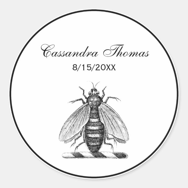 Adesivo Redondo Emblema da Abelha Herádica de Pré-Disquete, Casaco (Frente)