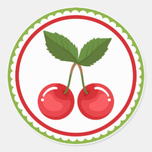 Adesivo Redondo Emblema da Fruta de Cherry