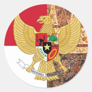 Adesivo Redondo Emblema da Indonésia - Bandeira de Garuda Pancasil