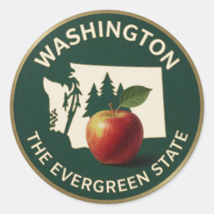 Adesivo Redondo Emblema da Maçã de Washington 🍎