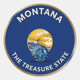Adesivo Redondo Emblema da Montanha de Montana 🏔️