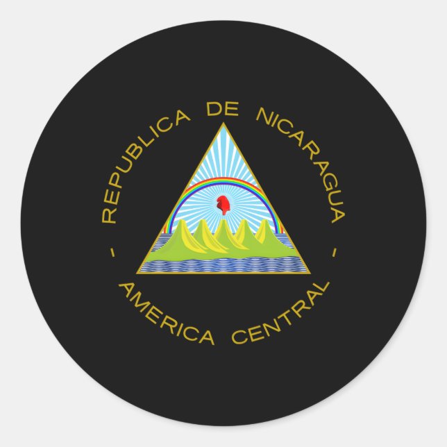 Adesivo Redondo Emblema Da Nicarágua (Frente)