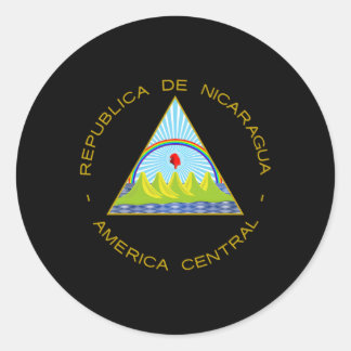 Adesivo Redondo Emblema Da Nicarágua