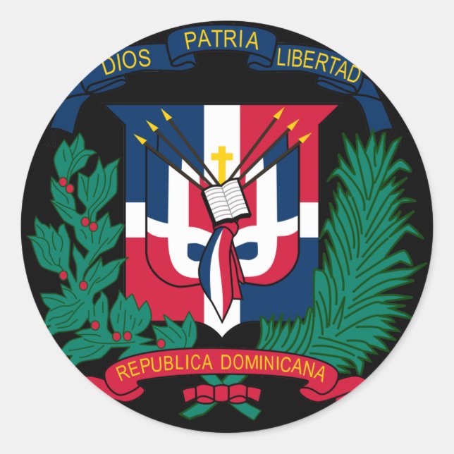 Adesivo Redondo emblema da república dominicana (Frente)