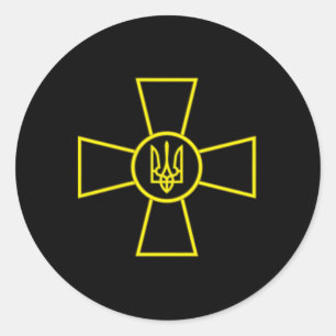 Adesivo Redondo Emblema das Forças Armadas da Ucrânia Bandeira do