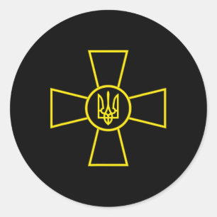 Adesivo Redondo Emblema das Forças Armadas da Ucrânia Bandeira do
