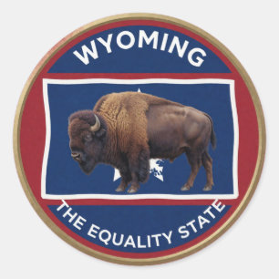 Adesivo Redondo Emblema de Bisão do Orgulho do Estado de Wyoming
