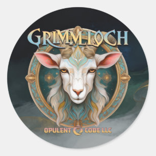 Adesivo Redondo Emblema de Cabra Grimmloch RPG de Fantasia