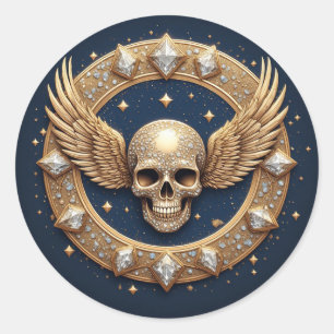 Adesivo Redondo Emblema de Caveira para Decoração Gótica 💀