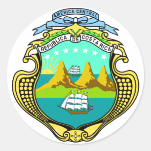 Adesivo Redondo emblema de Costa-Rica