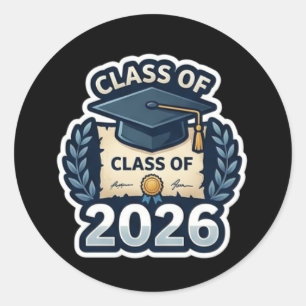 Adesivo Redondo Emblema de Graduação da Turma de 2026 - Arte Pixel