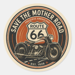 Adesivo Redondo Emblema de Herança de Motocicleta Vintage da Rota