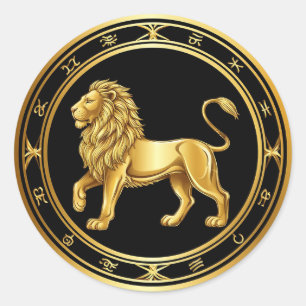 Adesivo Redondo Emblema de Leão do Zodíaco