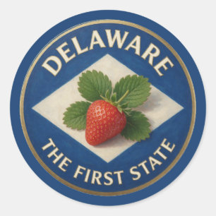 Adesivo Redondo Emblema de Morango de Delaware 🍓